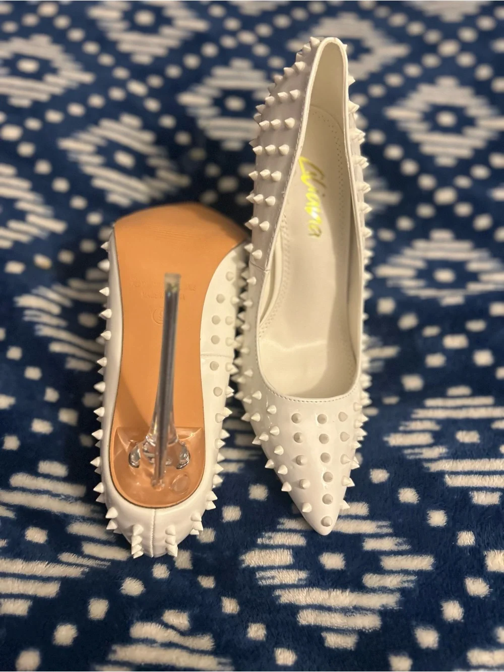 Gorgeous White Pointed Spike heels